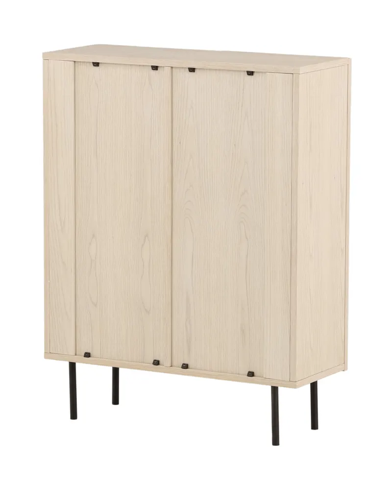 Björkön Sideboard mit Rillentüren in 30 × 103 × 80 cm, Whitewash, Gestell Schwarz, Ansicht 12