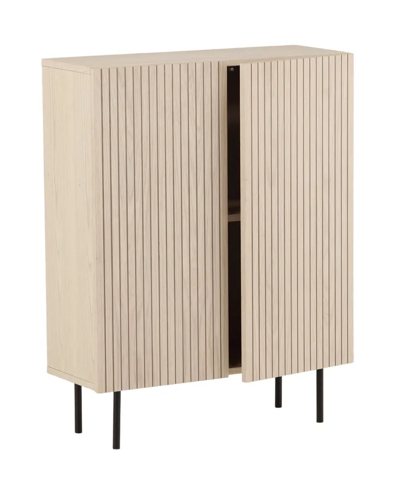 Björkön Sideboard mit Rillentüren in 30 × 103 × 80 cm, Whitewash, Gestell Schwarz, Ansicht 3