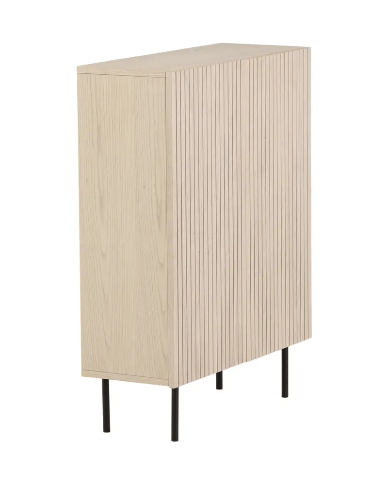 Björkön Sideboard mit Rillentüren in 30 × 103 × 80 cm, Whitewash, Gestell Schwarz, Ansicht 4