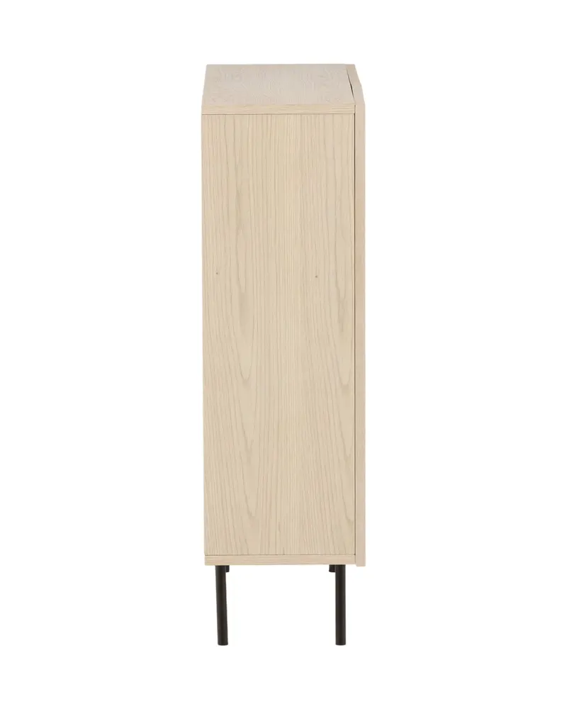 Björkön Sideboard mit Rillentüren in 30 × 103 × 80 cm, Whitewash, Gestell Schwarz, Ansicht 5