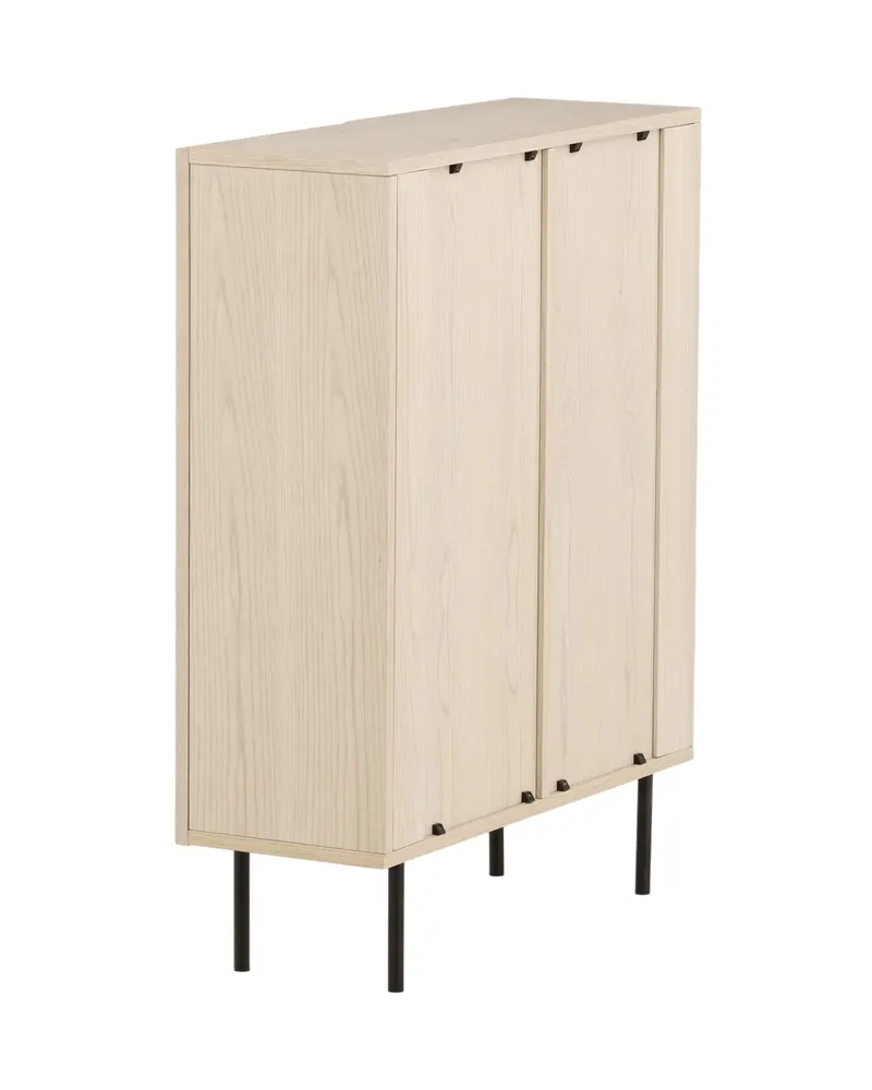 Björkön Sideboard mit Rillentüren in 30 × 103 × 80 cm, Whitewash, Gestell Schwarz, Ansicht 6