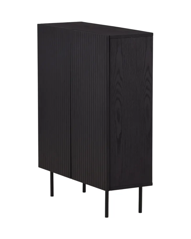 Björkön Sideboard mit Rillentüren in 30 × 103 × 80 cm, Schwarz, Ansicht 8