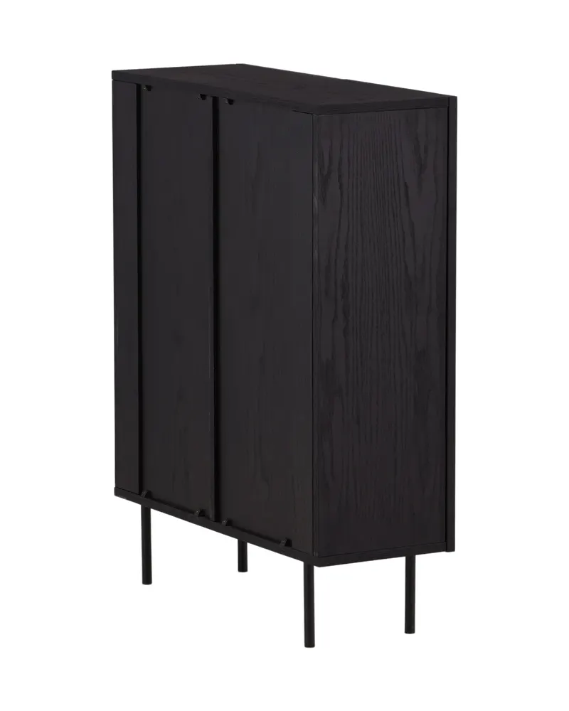 Björkön Sideboard mit Rillentüren in 30 × 103 × 80 cm, Schwarz, Ansicht 13