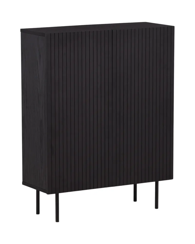 Björkön Sideboard mit Rillentüren in 30 × 103 × 80 cm, Schwarz, Ansicht 2