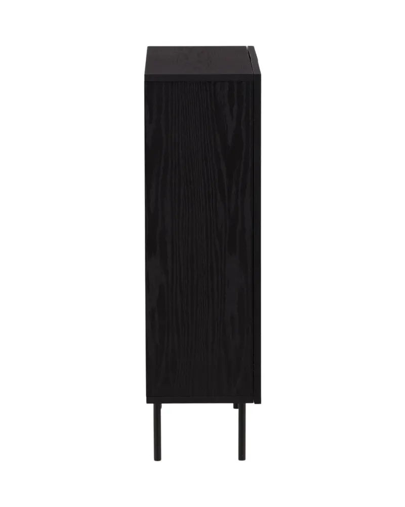 Björkön Sideboard mit Rillentüren in 30 × 103 × 80 cm, Schwarz, Ansicht 4
