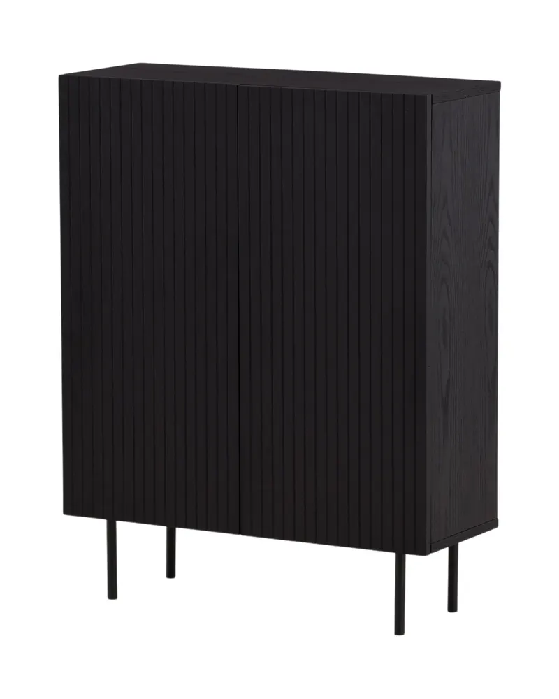 Björkön Sideboard mit Rillentüren in 30 × 103 × 80 cm, Schwarz, Ansicht 6