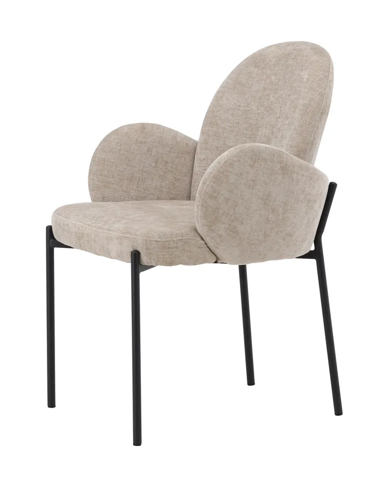 Blom Esszimmerstuhl mit runder Lehne und Armlehnen in Beige, Gestell Schwarz, Ansicht 8