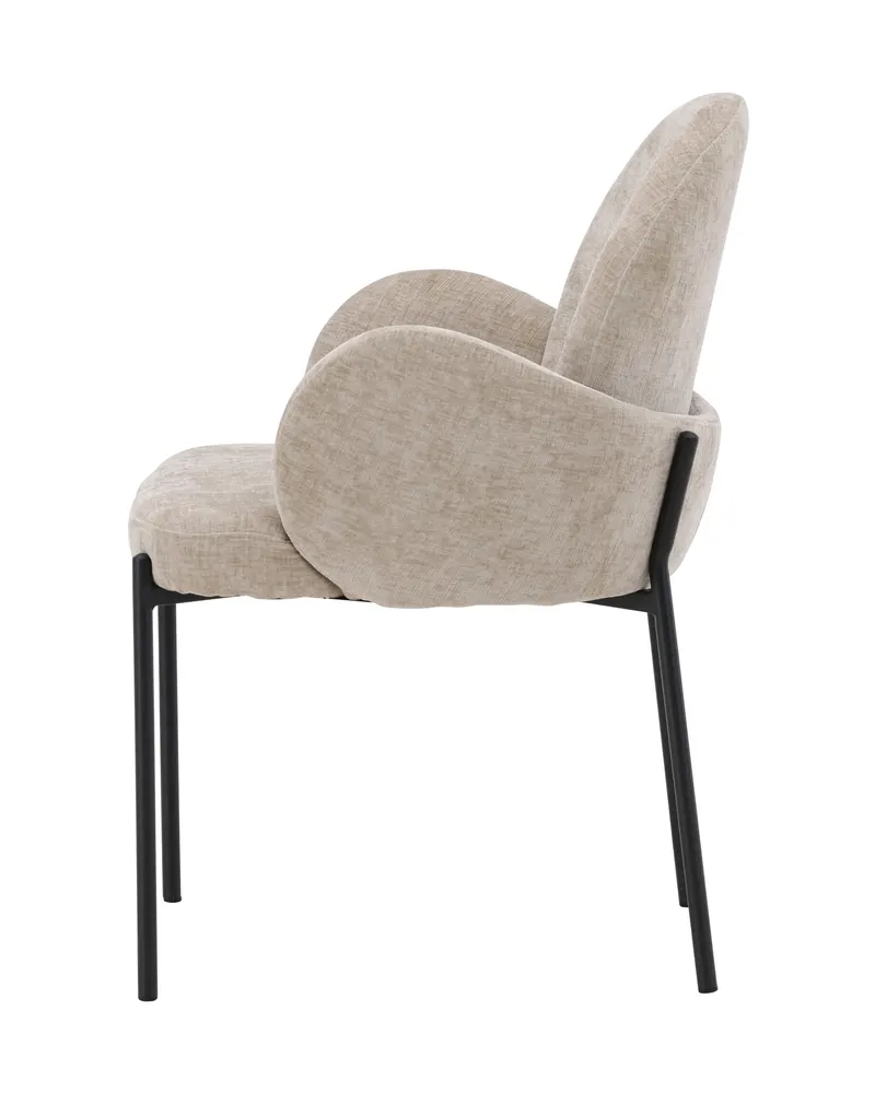 Blom Esszimmerstuhl mit runder Lehne und Armlehnen in Beige, Gestell Schwarz, Ansicht 9