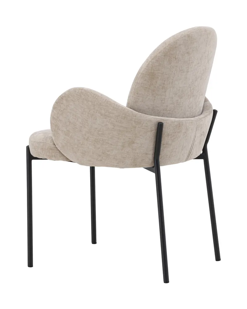 Blom Esszimmerstuhl mit runder Lehne und Armlehnen in Beige, Gestell Schwarz, Ansicht 10
