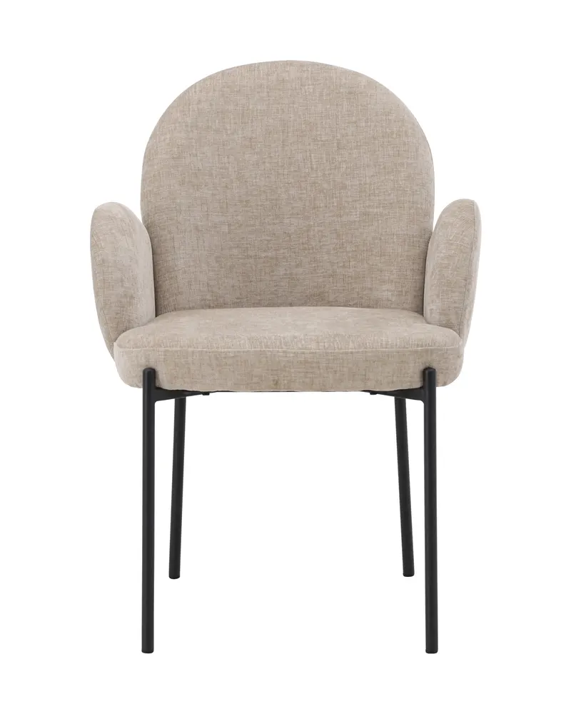 Blom Esszimmerstuhl mit runder Lehne und Armlehnen in Beige, Gestell Schwarz, Ansicht 3