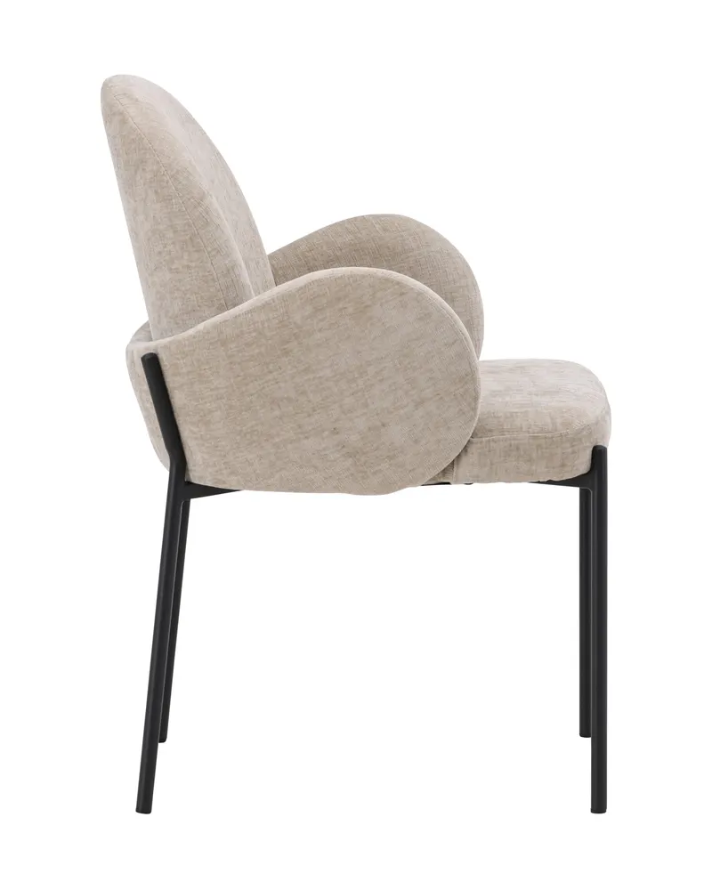 Blom Esszimmerstuhl mit runder Lehne und Armlehnen in Beige, Gestell Schwarz, Ansicht 5