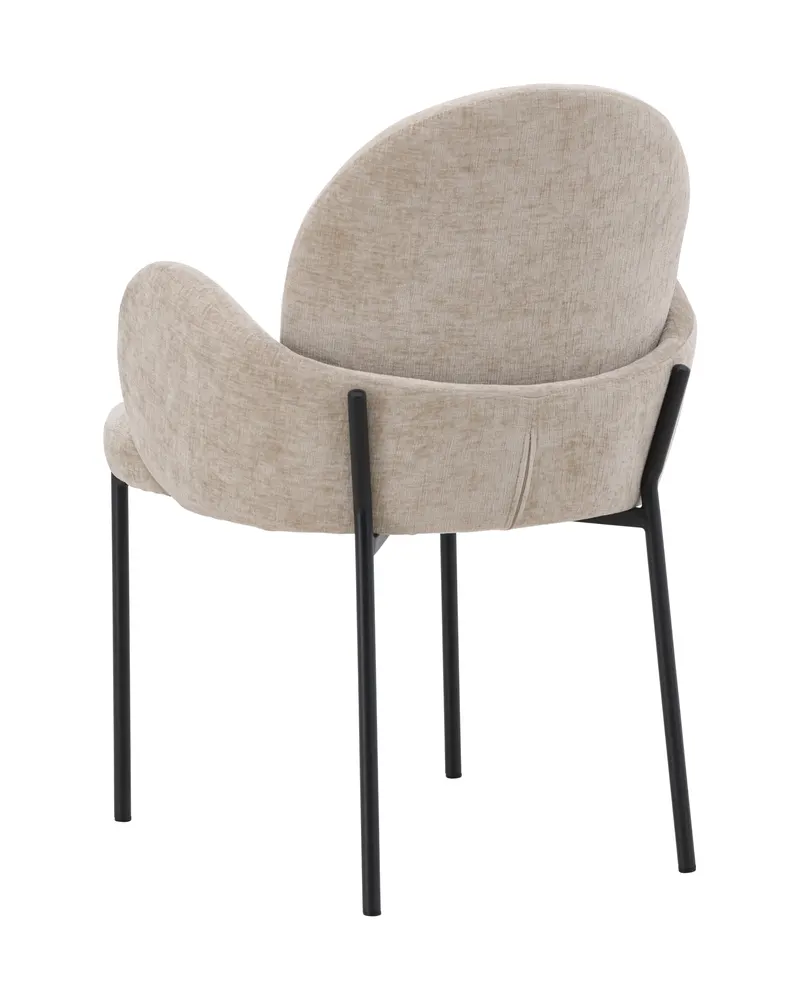 Blom Esszimmerstuhl mit runder Lehne und Armlehnen in Beige, Gestell Schwarz, Ansicht 6