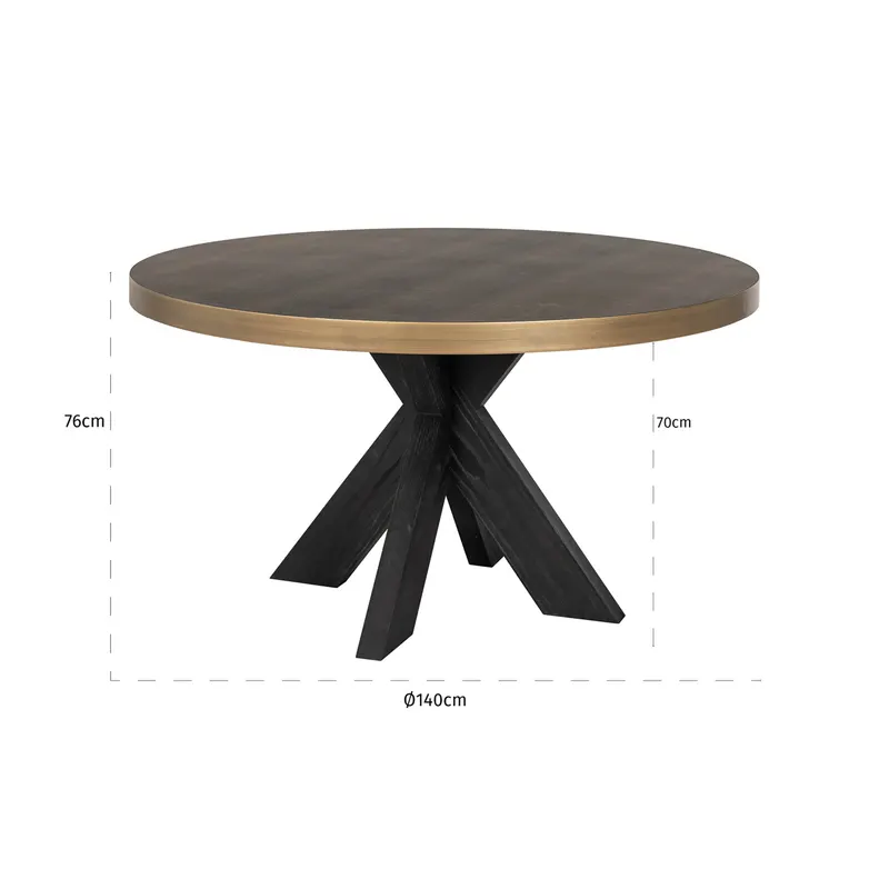 Bloomville Esstisch Brass Shagreen, 140Ø cm von Richmond Interiors, Maßzeichnung 7