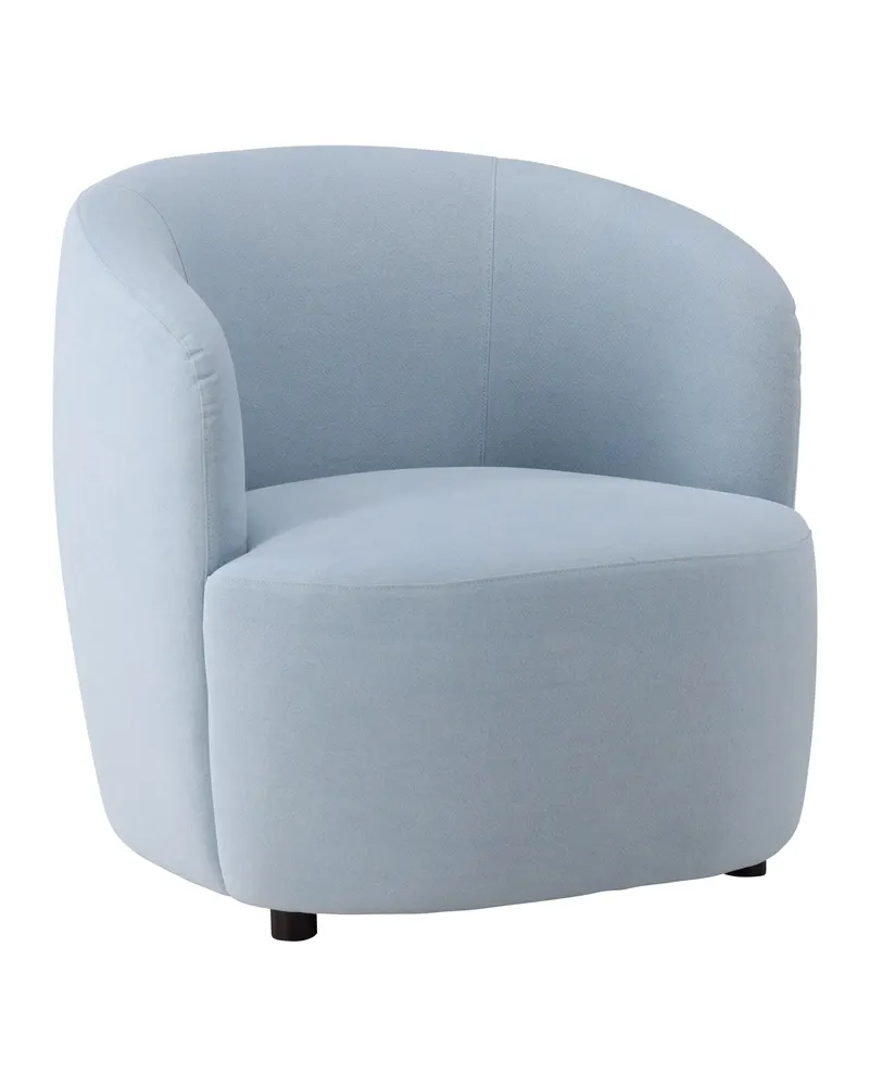 Bobbo runder Polstersessel in Blau mit Bezug in Leinenoptik, Blau, Schwarz