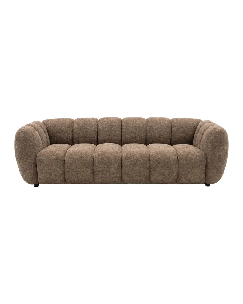 Bobo Sofa mit Pfeifensteppung in Braun, Gestell Schwarz, Ansicht 1