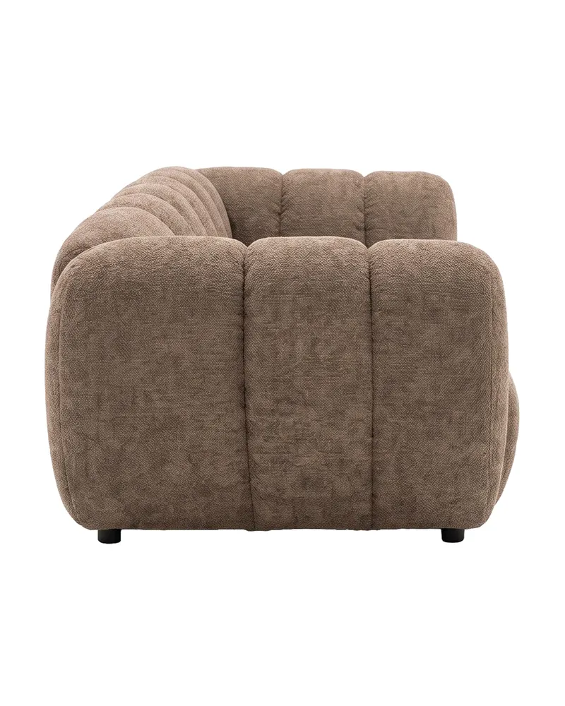 Bobo Sofa mit Pfeifensteppung in Braun, Gestell Schwarz, Ansicht 3