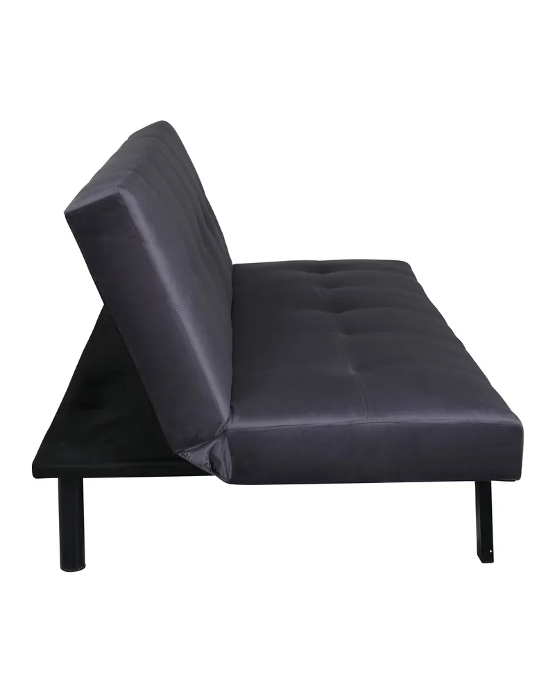 Bodil Schlafsofa ohne Armlehnen in Dunkelgrau, Gestell Schwarz, Polyester-Samt, Ansicht 5
