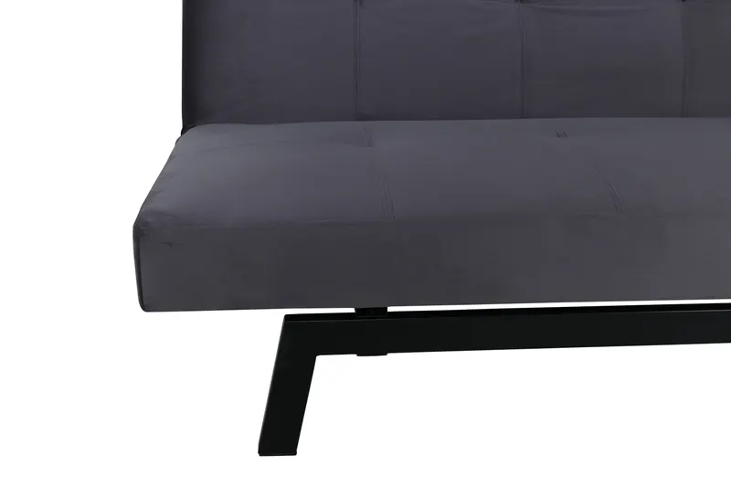 Bodil Schlafsofa ohne Armlehnen in Dunkelgrau, Gestell Schwarz, Polyester-Samt, Ansicht 7
