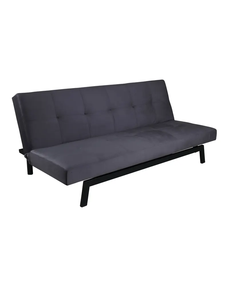 Bodil Schlafsofa ohne Armlehnen in Dunkelgrau, Gestell Schwarz, Polyester-Samt, Ansicht 2