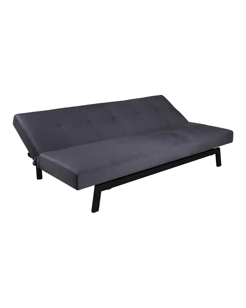 Bodil Schlafsofa ohne Armlehnen in Dunkelgrau, Gestell Schwarz, Polyester-Samt, Ansicht 3