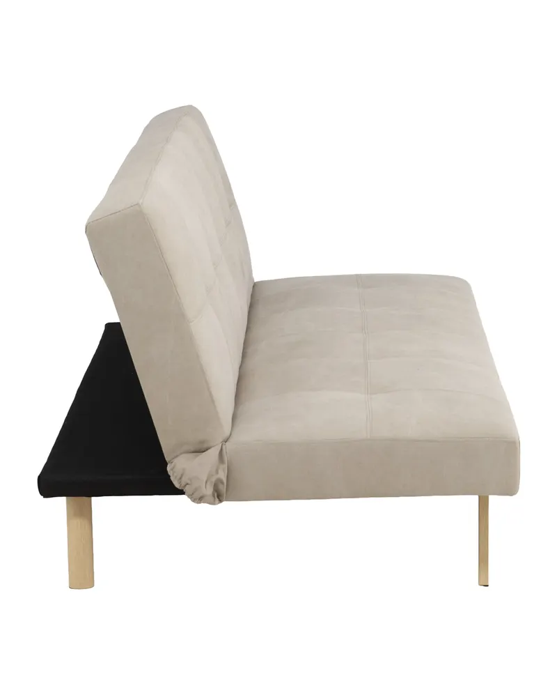 Bodil Schlafsofa ohne Armlehnen in Beige, Gestell Natur, Polyester in Leinenoptik, Ansicht 12