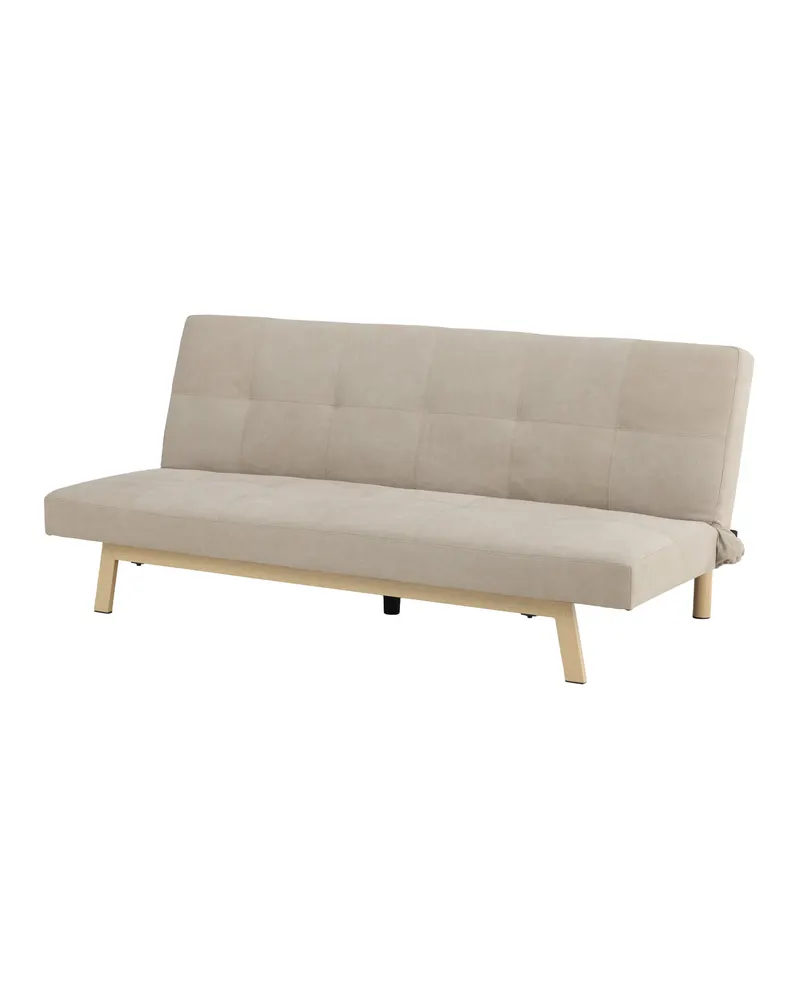 Bodil Schlafsofa ohne Armlehnen in Beige, Gestell Natur, Polyester in Leinenoptik, Ansicht 2