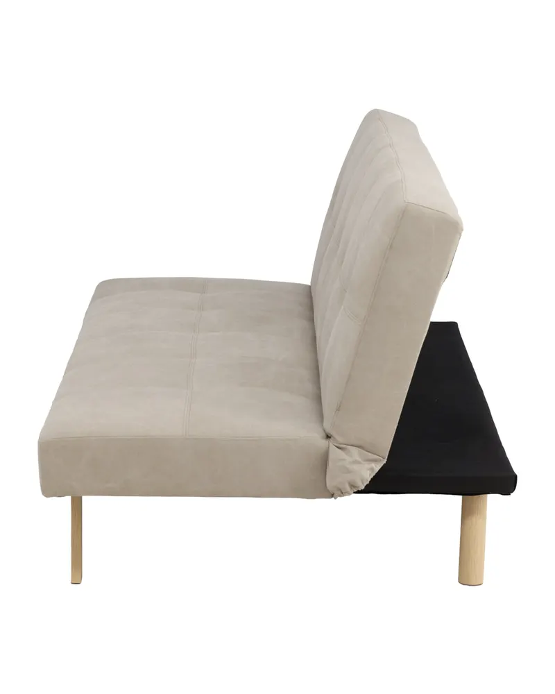 Bodil Schlafsofa ohne Armlehnen in Beige, Gestell Natur, Polyester in Leinenoptik, Ansicht 6