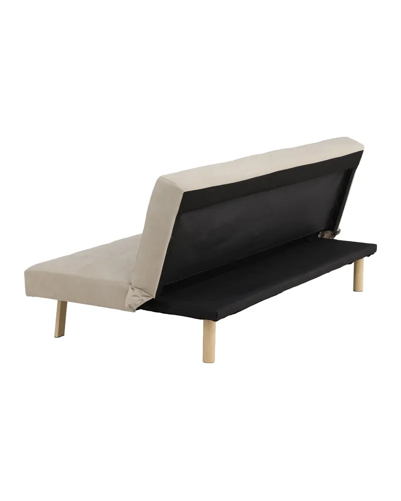 Bodil Schlafsofa ohne Armlehnen in Beige, Gestell Natur, Polyester in Leinenoptik, Ansicht 7