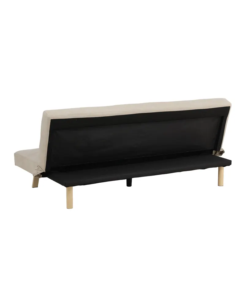 Bodil Schlafsofa ohne Armlehnen in Beige, Gestell Natur, Polyester in Leinenoptik, Ansicht 8