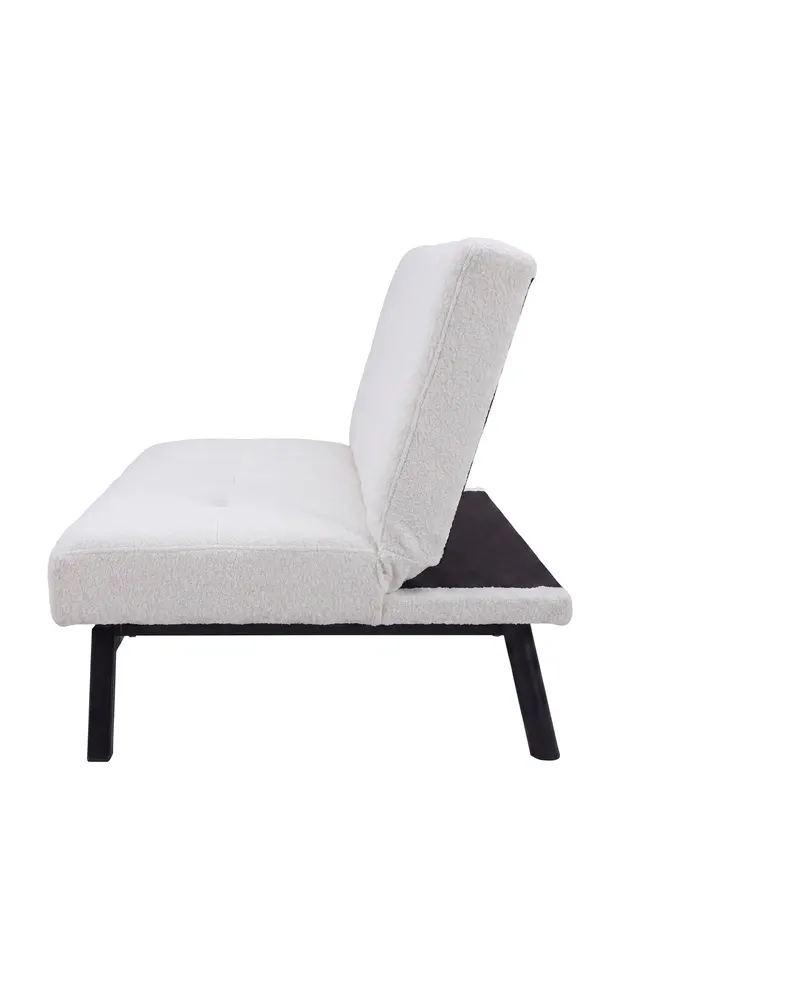 Bodil Schlafsofa ohne Armlehnen in Weiß, Gestell Schwarz, Polyester-Teddystoff, Ansicht 3