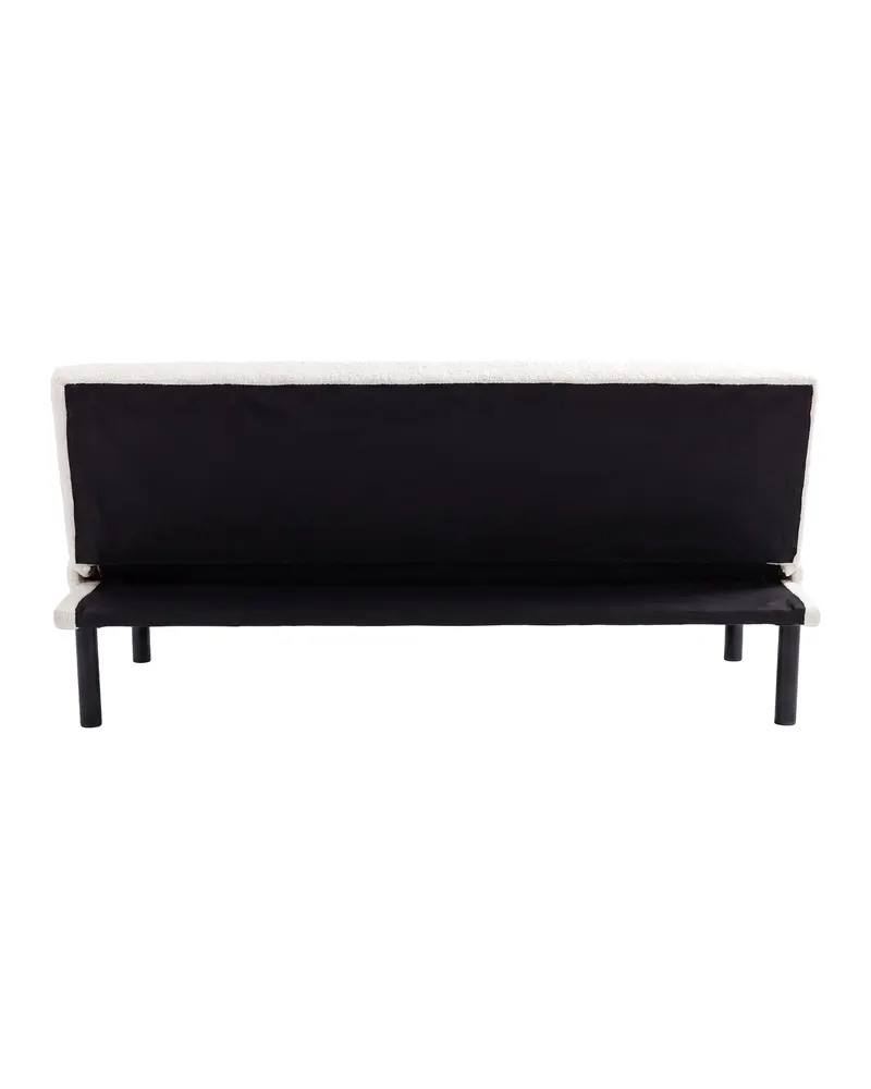 Bodil Schlafsofa ohne Armlehnen in Weiß, Gestell Schwarz, Polyester-Teddystoff, Ansicht 4