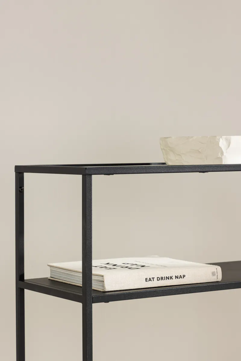 Bogóta Konsolentisch aus Glas und Stahl, im Wohnraum, Ansicht 3