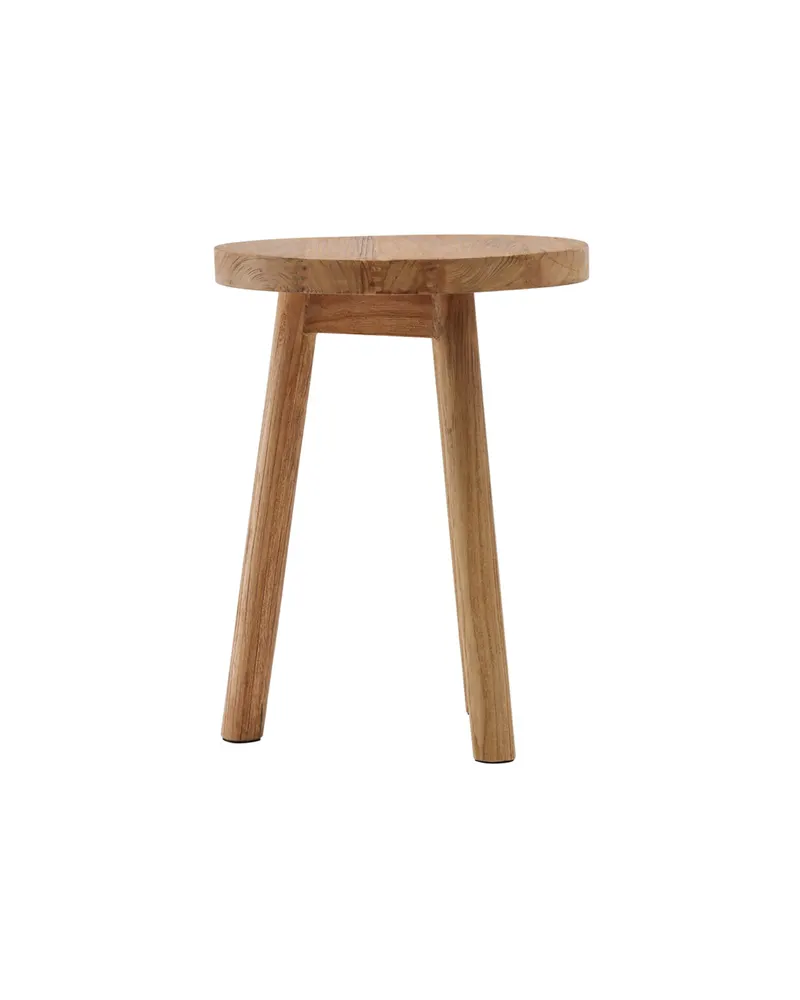 Bohus runder Hocker aus Teak mit drei Beinen, Ansicht 6