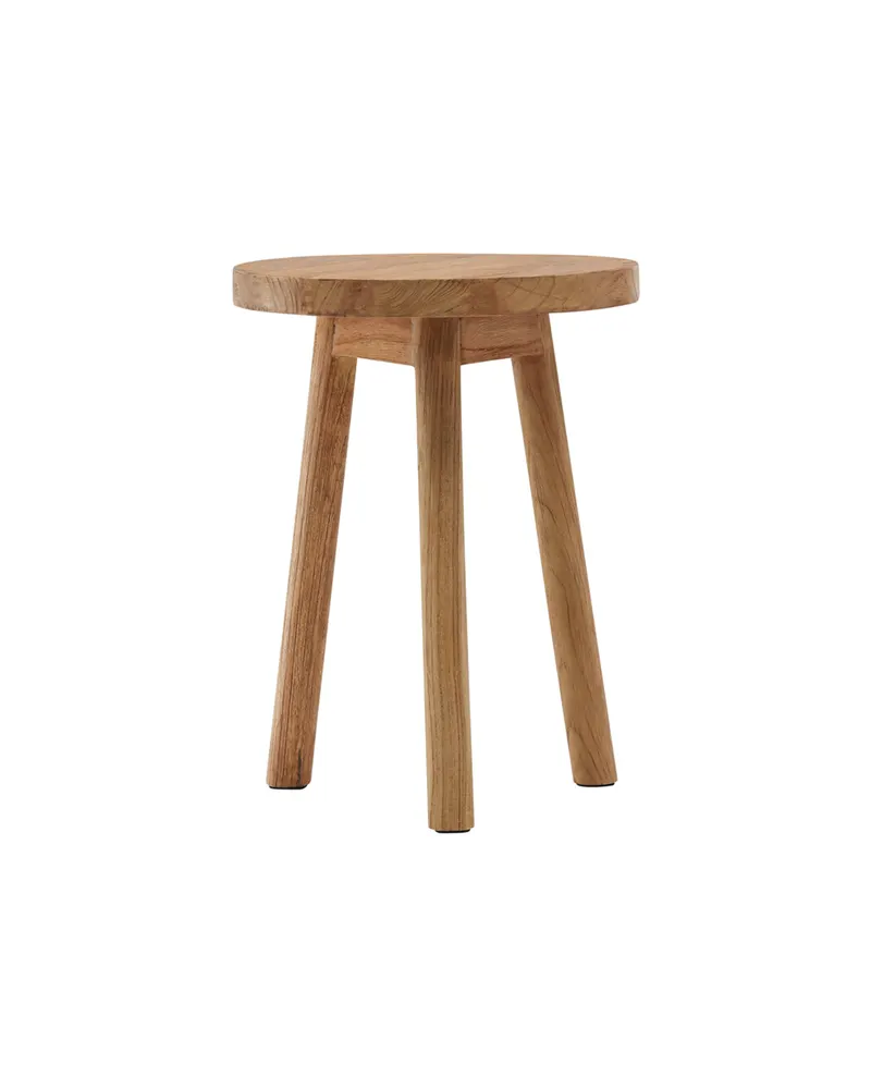 Bohus runder Hocker aus Teak mit drei Beinen, Ansicht 7