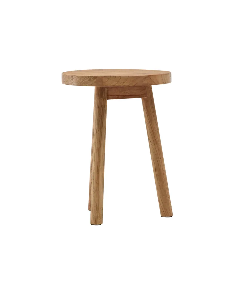 Bohus runder Hocker aus Teak mit drei Beinen, Ansicht 8