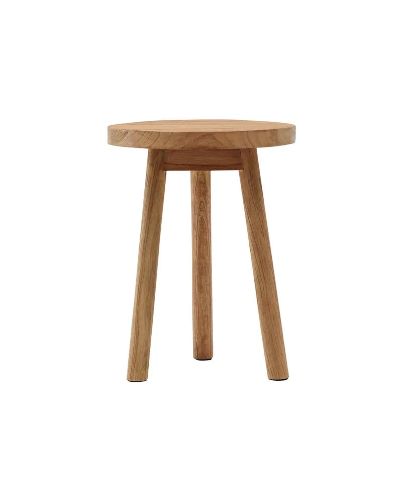 Bohus runder Hocker aus Teak mit drei Beinen, Ansicht 9