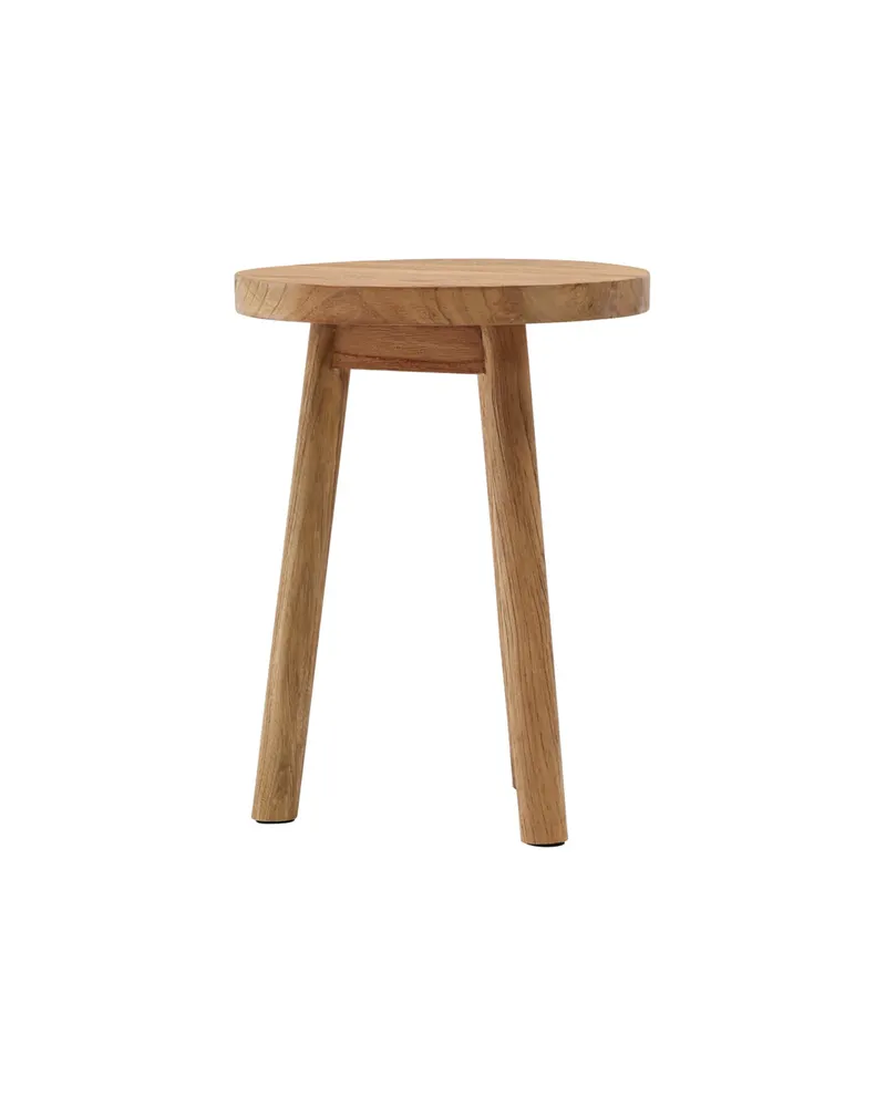 Bohus runder Hocker aus Teak mit drei Beinen, Ansicht 10