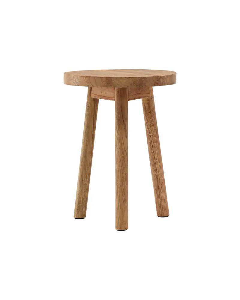 Bohus runder Hocker aus Teak mit drei Beinen, Ansicht 11