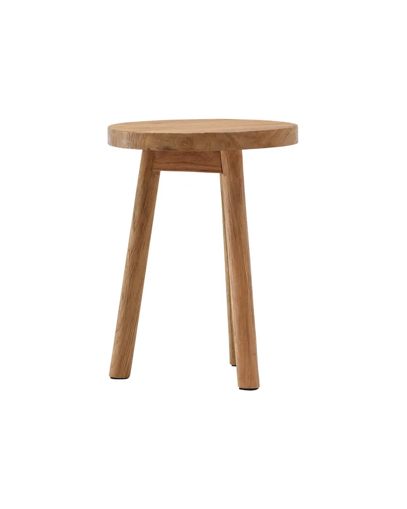 Bohus runder Hocker aus Teak mit drei Beinen, Ansicht 12