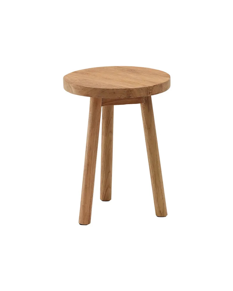Bohus runder Hocker aus Teak mit drei Beinen, Ansicht 13