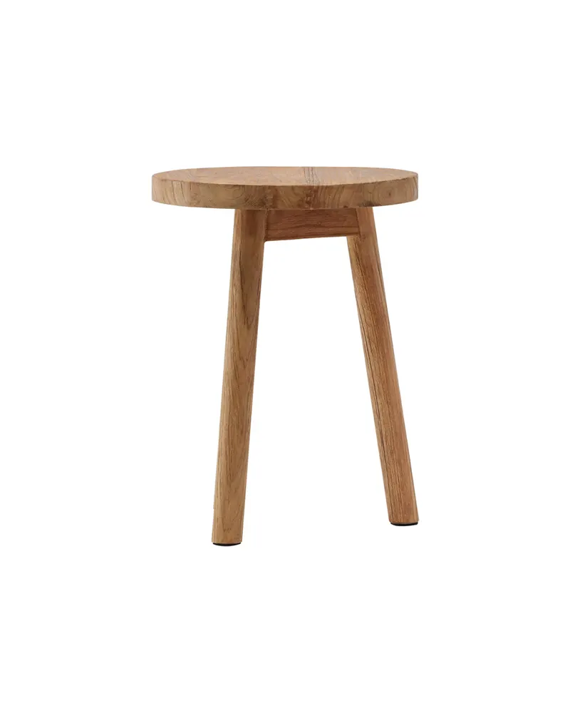 Bohus runder Hocker aus Teak mit drei Beinen, Ansicht 2