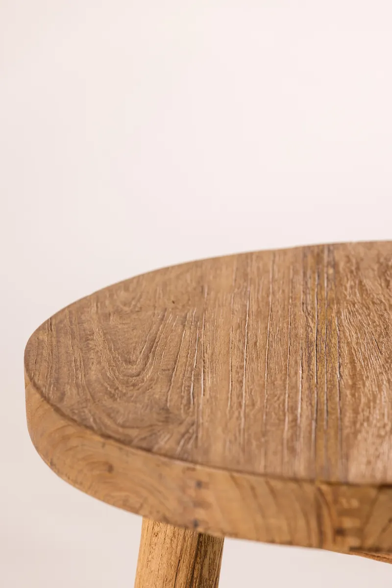Bohus runder Hocker aus Teak mit drei Beinen, im Wohnraum, Ansicht 4