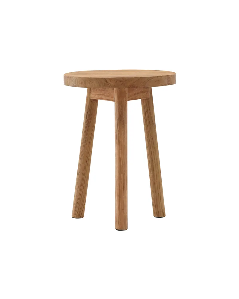 Bohus runder Hocker aus Teak mit drei Beinen, Ansicht 3