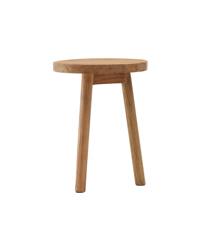 Bohus runder Hocker aus Teak mit drei Beinen, Ansicht 4