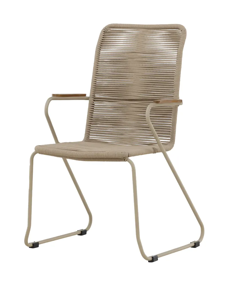 Bois Gartenstuhl mit Armlehnen und Kufengestell in Beige, Ansicht 3