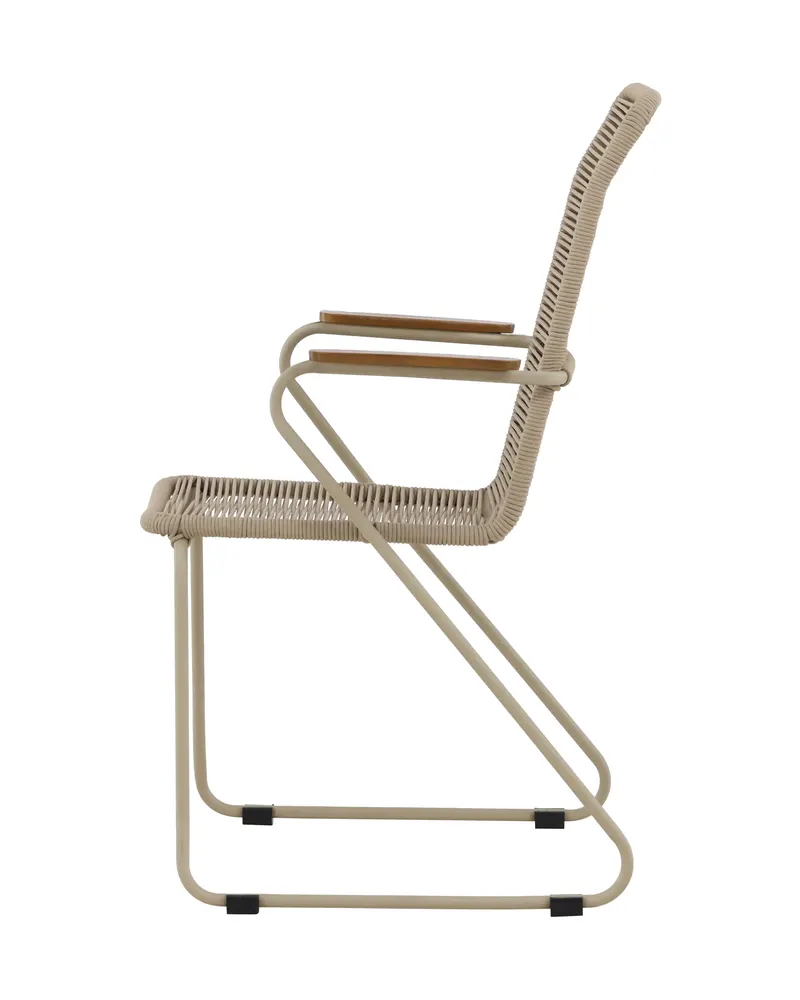 Bois Gartenstuhl mit Armlehnen und Kufengestell in Beige, Ansicht 4