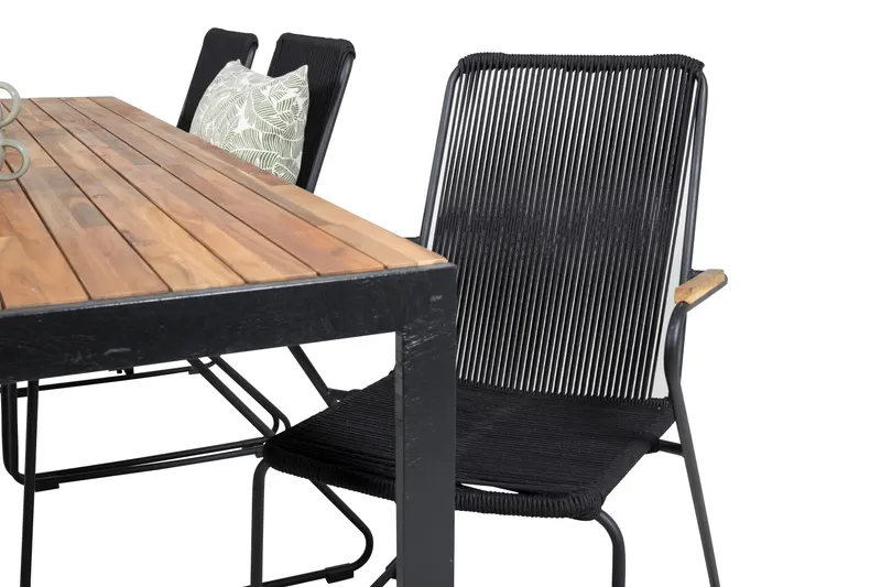 Bois & Bois Gartenmöbel-Set mit Akazientisch und 6 Stühlen in Schwarz, Ansicht 6
