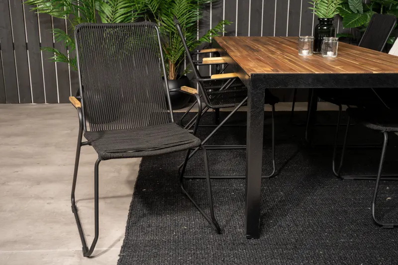 Bois & Bois Gartenmöbel-Set mit Akazientisch und 6 Stühlen in Schwarz, im Wohnraum, Ansicht 4