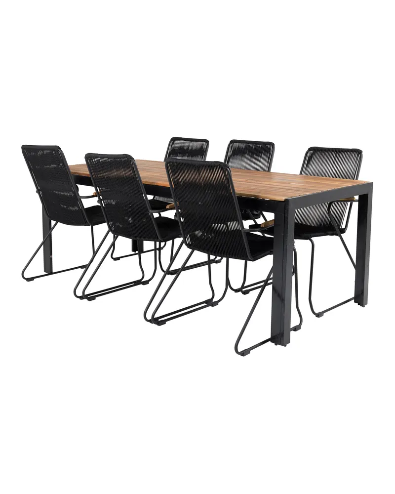 Bois & Bois Gartenmöbel-Set mit Akazientisch und 6 Stühlen in Schwarz, Ansicht 2