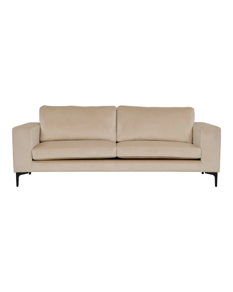 Bolero 3er Sofa mit breiten Armlehnen als Ablage, Beige, Gestell Schwarz
